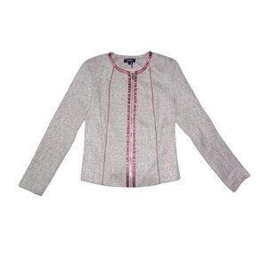 DKNY Women's Tweed Jacket with Pink Trim, Polyester, Size S. NWT.